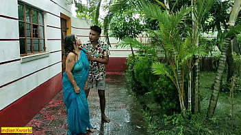 Desi aunty's outdoor adventure: Intense rain and intense sex