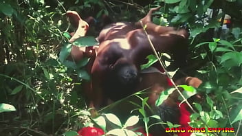 African professor and sexy Corolina in natural bush encounter