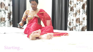 Hot Indian housewife in red saree gets fucked by stepson in Indian Hindi sex video