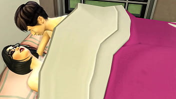 A Japanese stepmom and her virgin stepson share a hotel room bed during a business trip